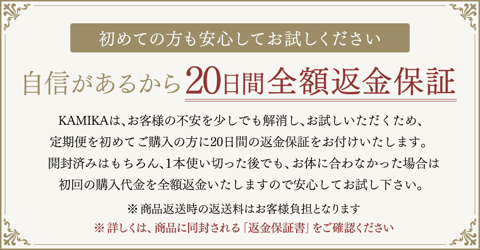 自信があるから20日間全額返金保証